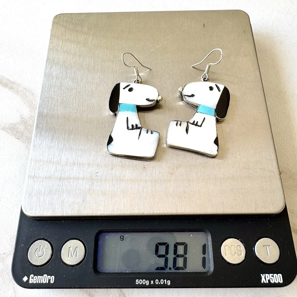 Zuni Toons Snoopy Earrings Turquoise Hook‎ 1.5